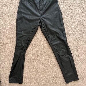 Womens Black Faux Leather Pants - Sleek Stretch Fit